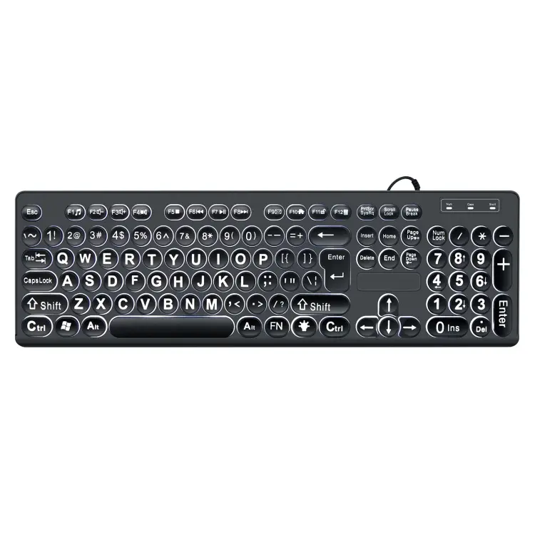MC-K315 104 Keys Large Characters Blacklit Wired Keyboard(Black)