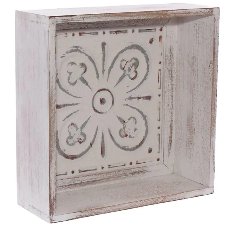 Mensola decorativa in abete e metallo 32X12H32