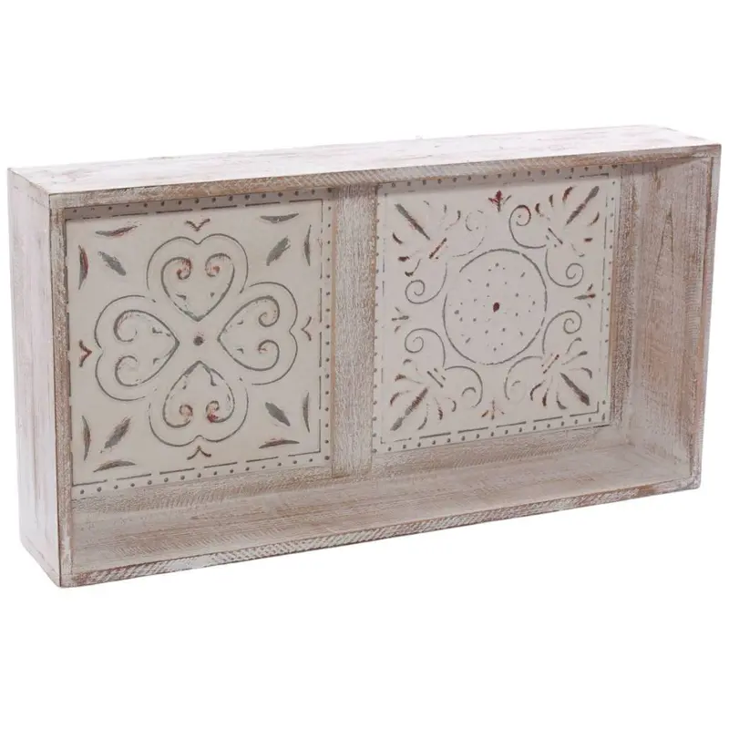 Mensola decorativa in abete e metallo 61X12H32