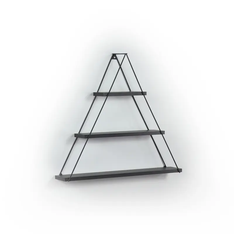 Mensola triangolare Moset 3 ripiani nero MT191005