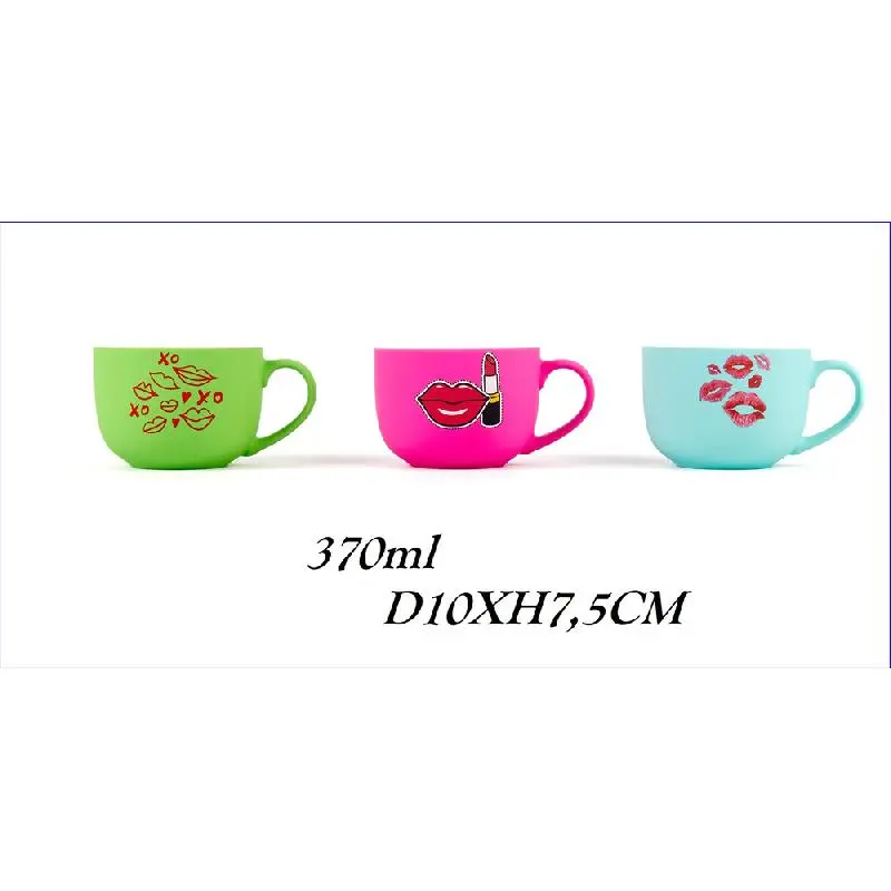MERCURY TAZZONE IN PORCELLANA FLOCCATA 370ML CM.10X7,5H COLORI ASSORTITI