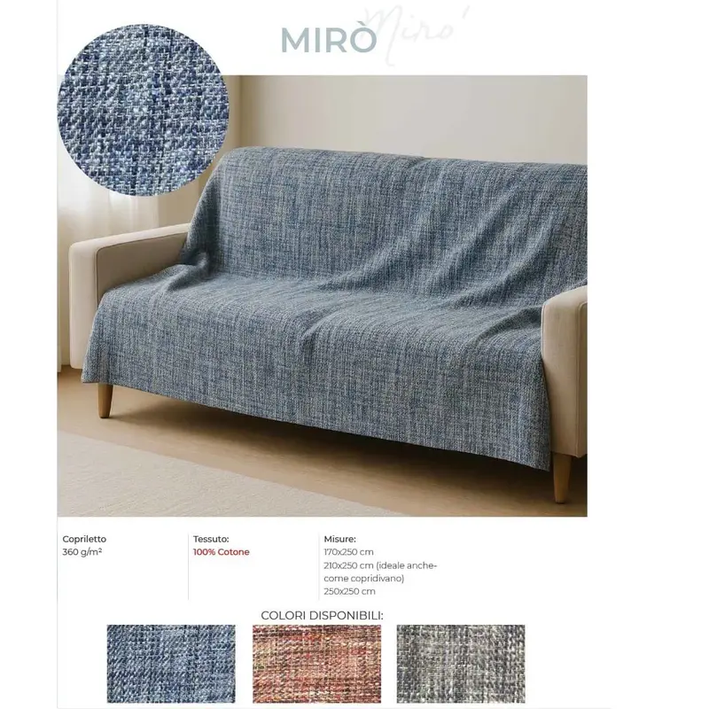 Miro' Copritutto Matrimoniale tinto in filo 100% cotone