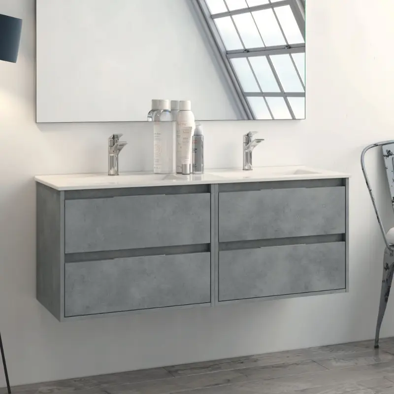 Mobile bagno sospeso Bolton con 4 cassetti 120x45x48 cm colore cemento