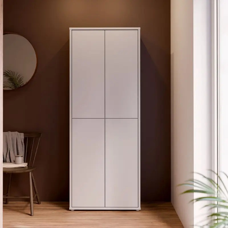 Mobile multiuso Medea 4 ante colore grigio chiaro 74.5x34.9xH 191.9 cm.