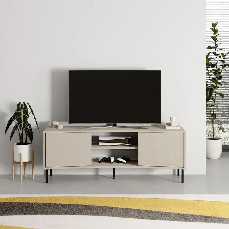 Mobile porta tv Frem con 2 ante e nicchie a giorno colore cashmere