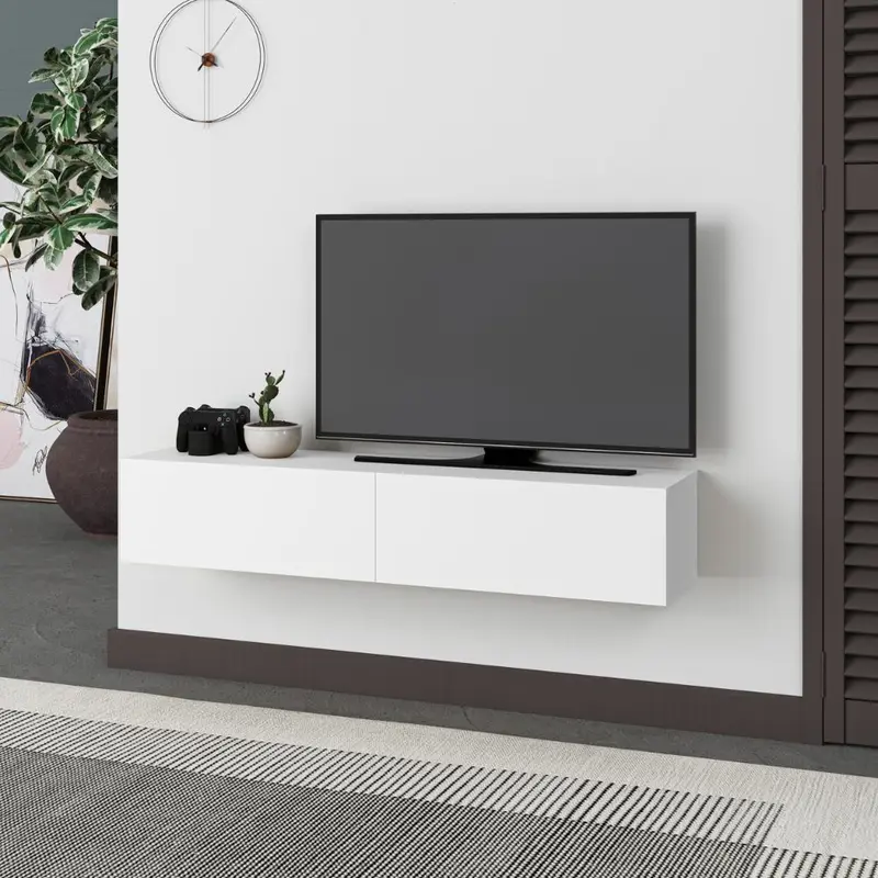 Mobile porta TV sospeso Francy bianco ante a ribalta 135x31.7x25 cm.