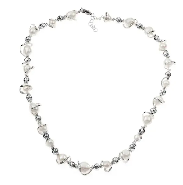 MPCN5317 - COLLANA IN ARGENTO 925 NATURALE E PERLE
