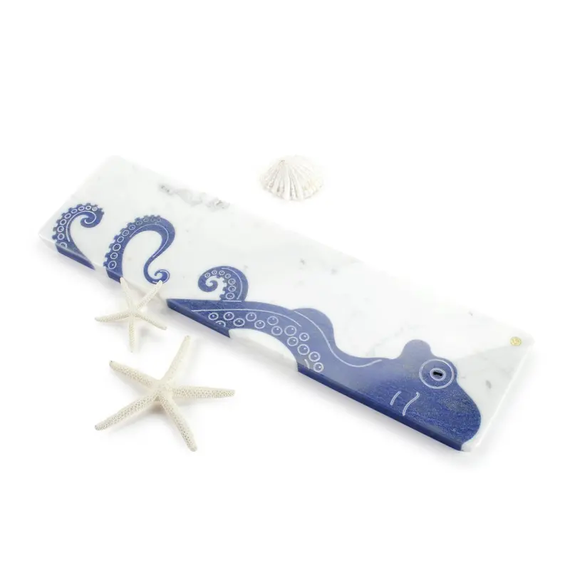 Mr. Octopus - centerpiece/serving plate in marble and Azul Macaubas