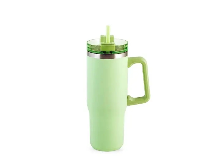 Mug termico verde in acciaio con cannuccia lt 0,9H&H