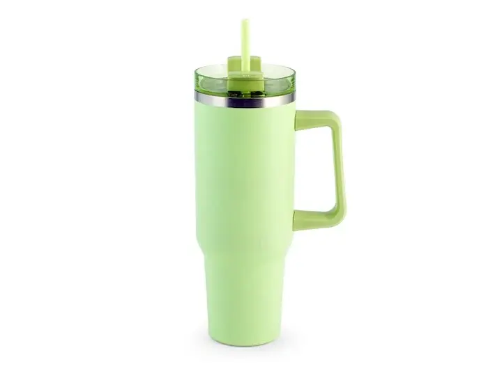 Mug termico verde in acciaio con cannuccia lt 1,2H&H