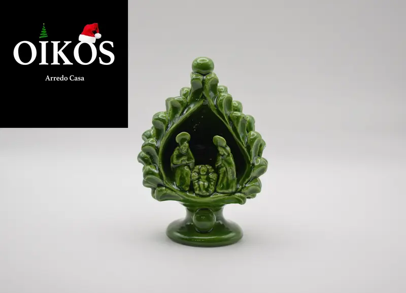 Natività a pigna h 13 color Verde Foglia finitura lucida - Realizzata a mano Antica scuola di Caltagirone