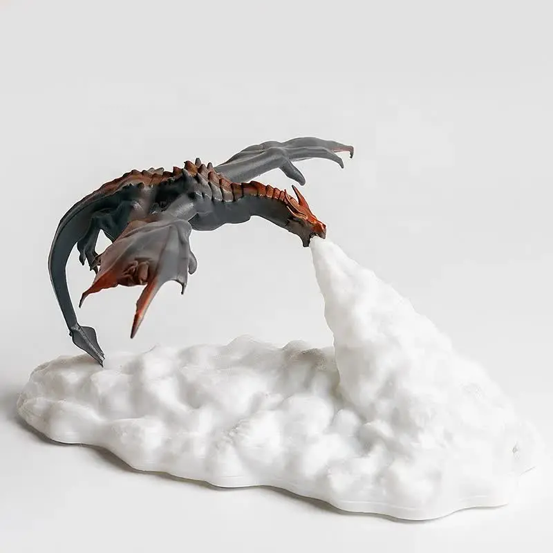 NNEDSZ Red Fire Dragon 3D Printed LED Dragon Flame Night Light – Unique Decorative Lamp for Desk, Bedroom & Gift Ideas