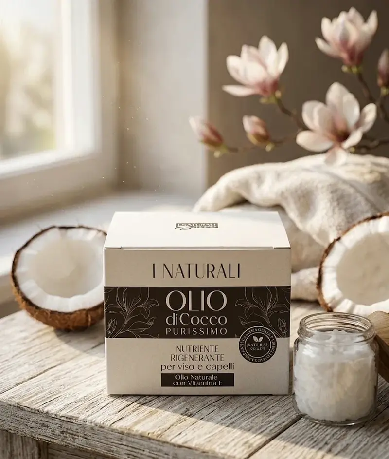 Olio di Cocco Purissimo 100ml – I Naturali | Nutriente Rigenerante Viso e Capelli