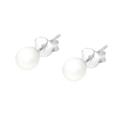 Orecchini Perla Parigi mm 4 colore Bianco in ARGENTO 925