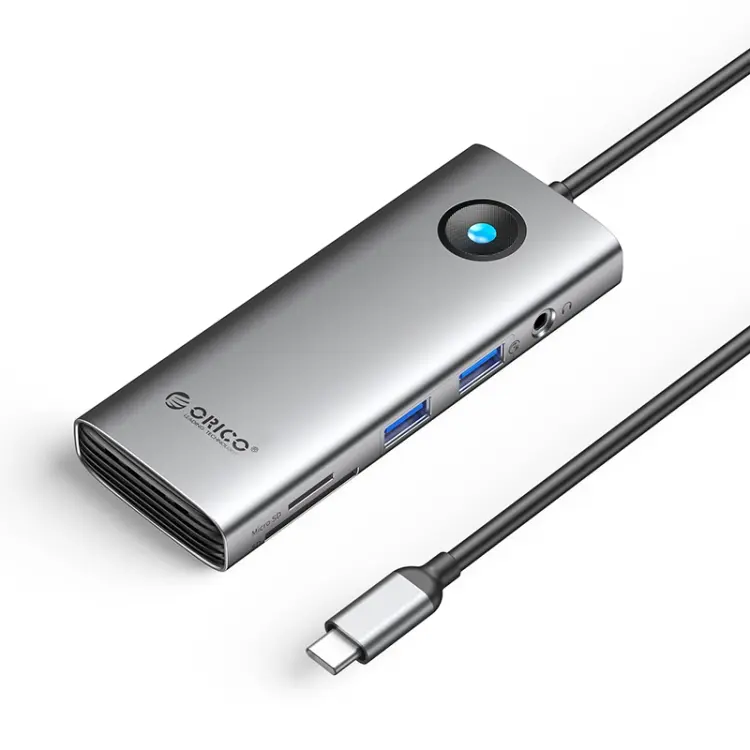 ORICO PW11-8PM Type-C / USB-C 8-in-1 5Gbps Multifunction Docking Station Card Reader (Dark Gray)
