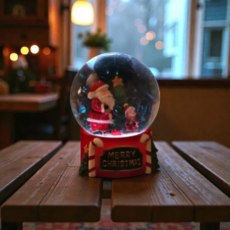 Palla di Neve in Vetro con Babbo Natale e LED