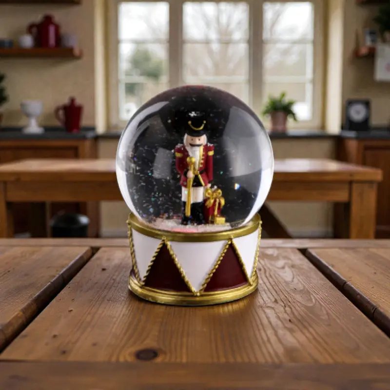 Palla di Neve LED - Sfera di Natale in Vetro con Schiaccianoci con LED