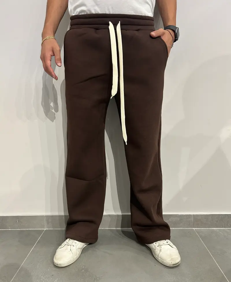 Pantaloni Tuta Uomo Felpati Gamba Larga