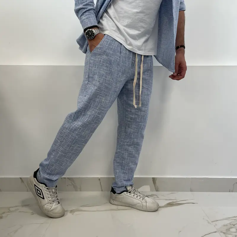 Pantaloni Uomo Quadri Azzurri