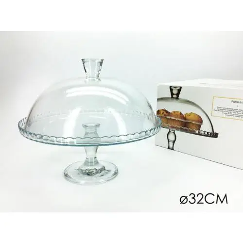 PASABAHCE ALZATA PORTATORTA IN VETRO CON COPERCHIO CM.32