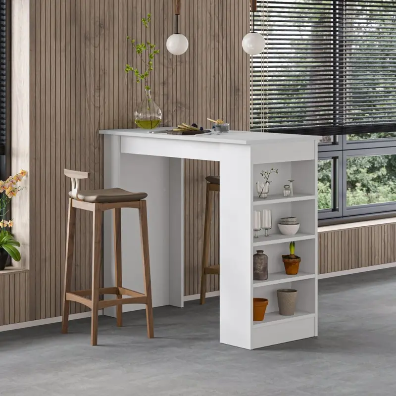 Penisola da cucina tavolo alto Swallow con piano e struttura bianco