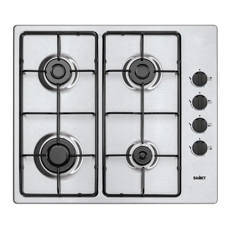 Piano cottura Samet Ariane2025 a gas 4 fuochi con manopole laterali inox