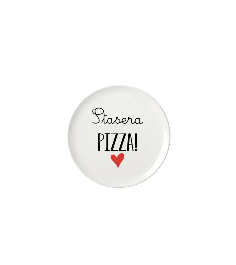 Piatto pizza in ceramica 32 cm con scritta stasera pizza