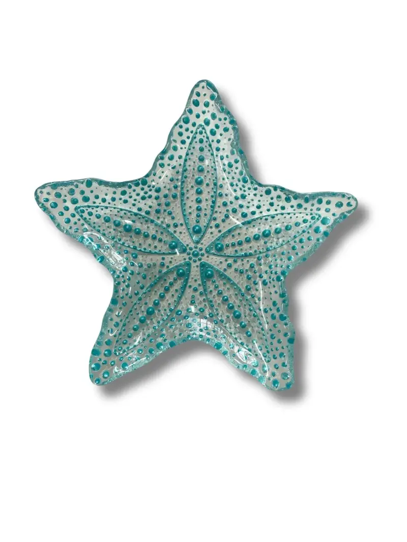 Piatto stella in vetro seashell turchese 17cmH&H
