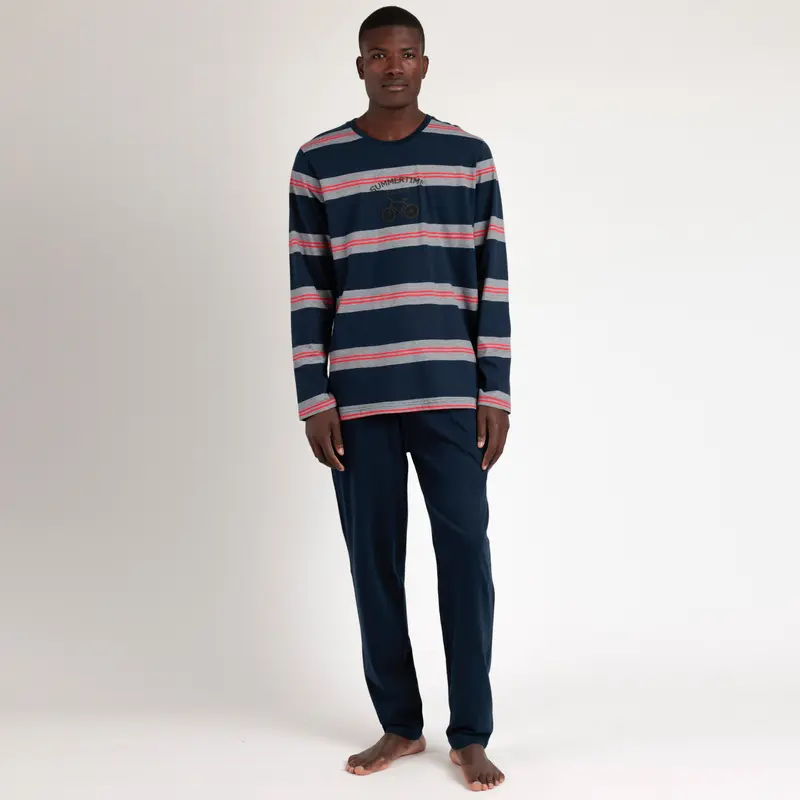 Pigiama Admas uomo manica lunga con maglia a righe - 63109-0