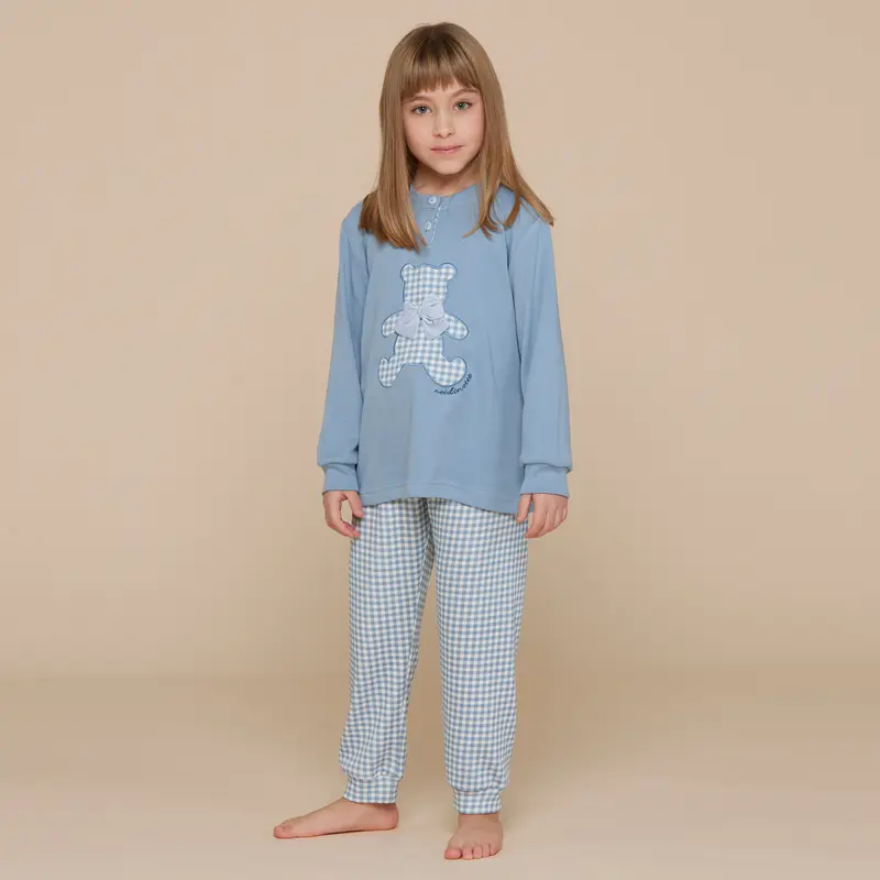 Pigiama bambina Noidìnotte caldo cotone vichy heart - FE2274