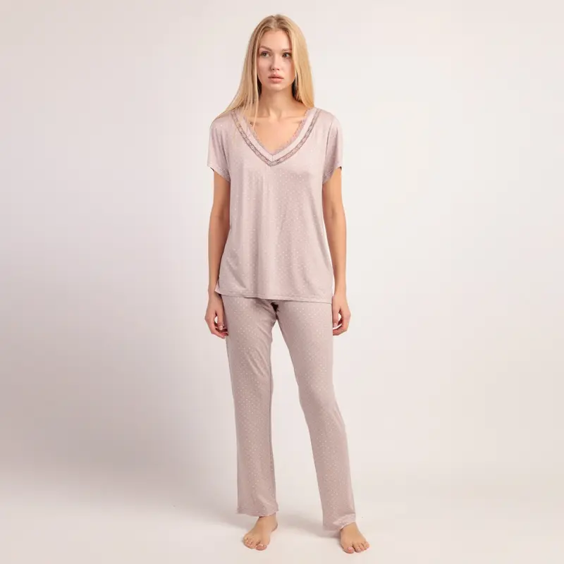 Pigiama Donna mezza manica pantalone lungo in modale - 64104-0