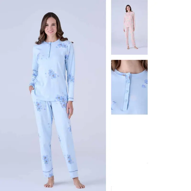 Pigiama donna serafino in caldo cotone - 3400L
