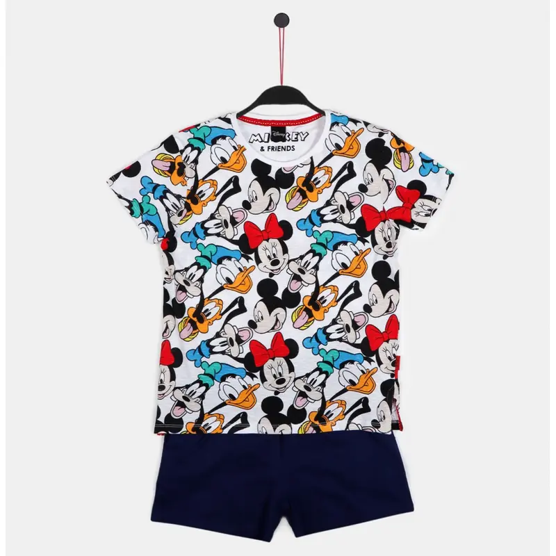 Pigiama mezza manica total mikey mouse e pantaloncino tinta unita - 55498-0