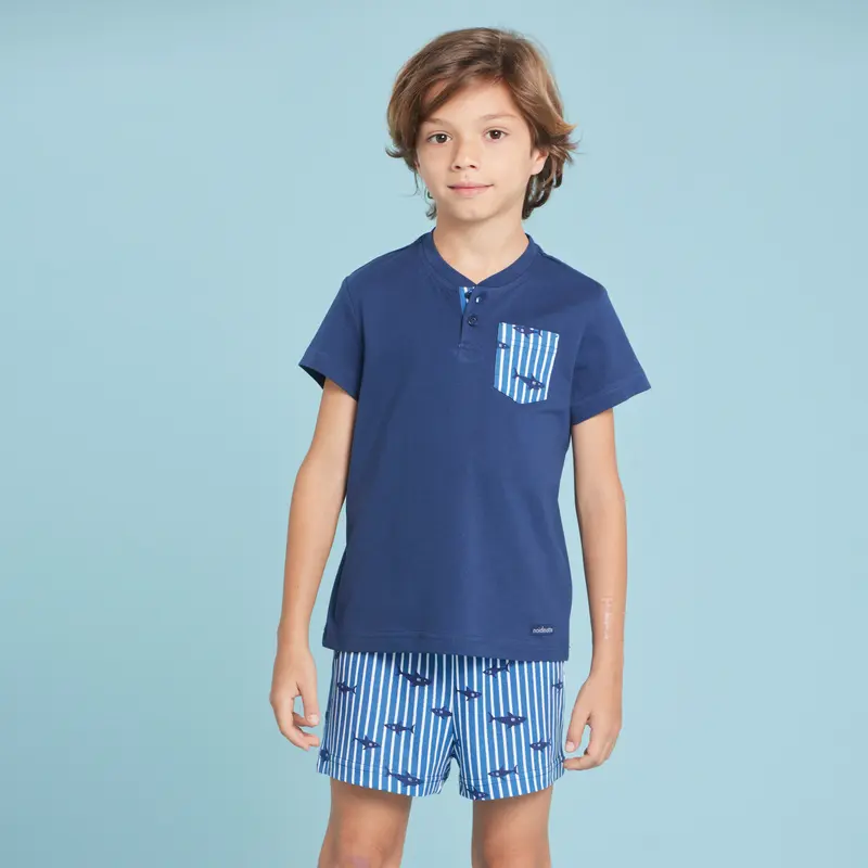 Pigiama Noidìnotte manica corta con bermuda stampato squaletti - FE2215AS