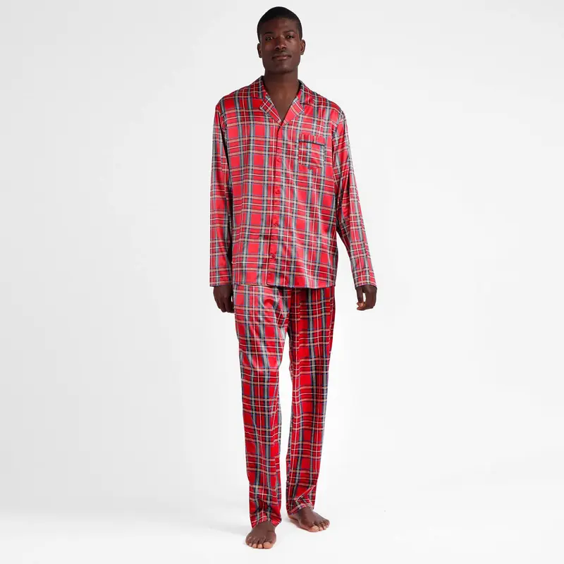 Pigiama uomo tartan in raso - 60076-0