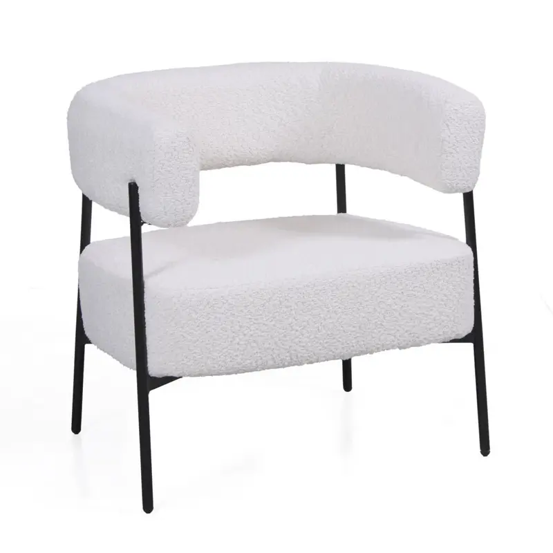 Poltrona in bouclé bianco "Ilda" 61X68H58