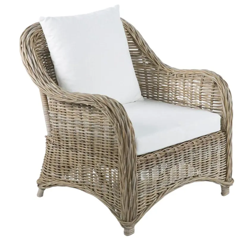 Poltrona in giunco grigio "Katrina" 76X70H87