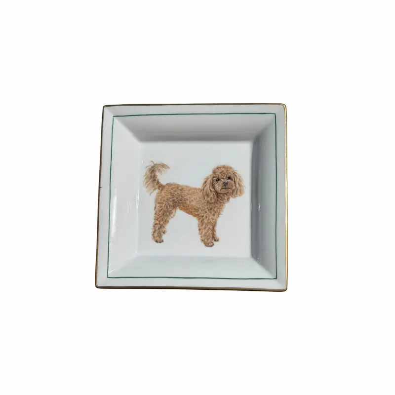 Porcelain Dog Ashtray / Key Box – Standing Poodle