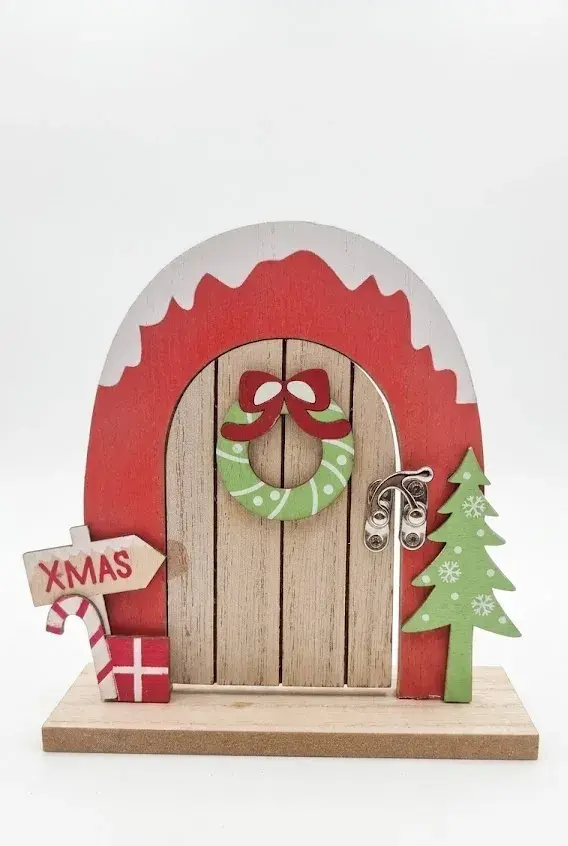Porta degli Elfi di Natale in Legno – Decorazione Natalizia