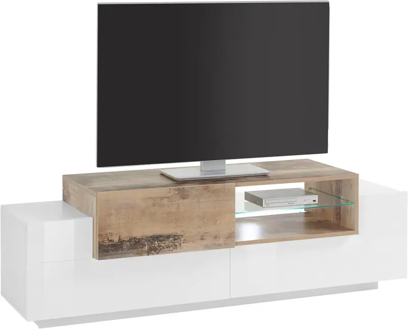 Porta tv NEW CORO 160 cm 1 anta battente + 2 ante a ribalta