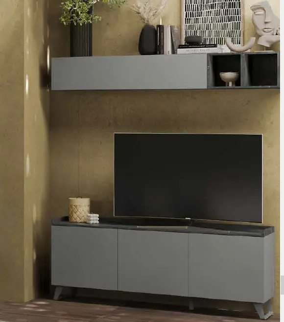 Porta Tv Polan 3 ante colore ardesia e piombo