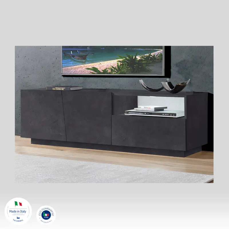 Porta tv VEGA 150 cm 2 ante battenti + 1 cassetto color Ardesia