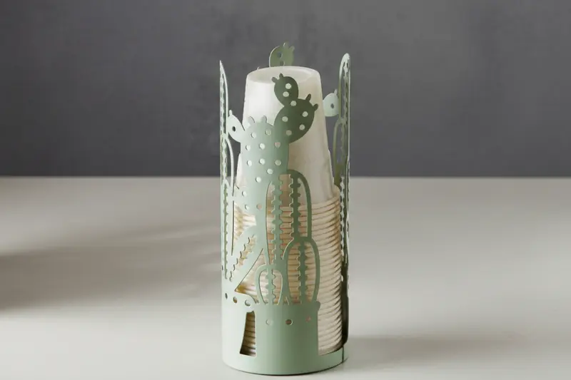 Portabicchieri Brandani – Cactus – Verde metal – Ø28×20 cm