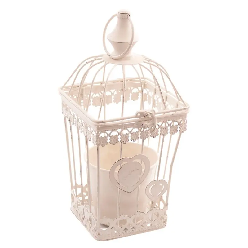 Portavaso a gabbietta in metallo bianco 14X14H32