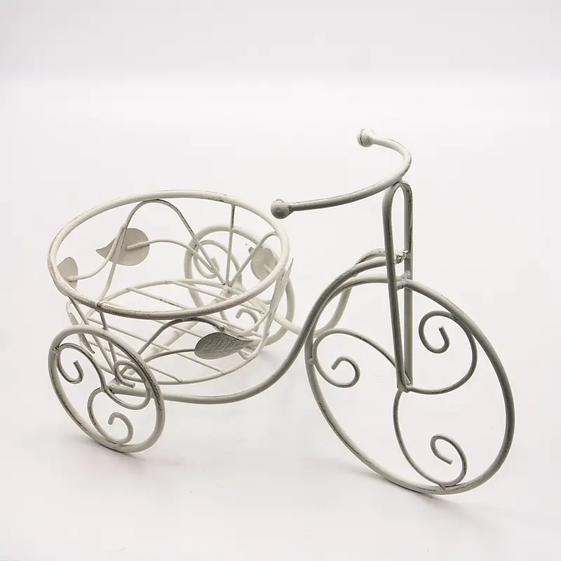 Portavaso bicicletta in metallo bianco 40X19H26