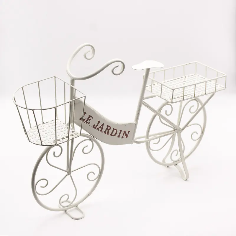Portavaso bicicletta in metallo bianco 57X12H42
