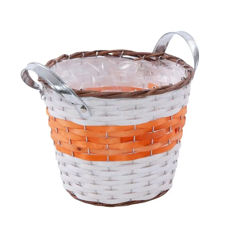 Portavaso in vimini arancio con manici Ø25H21