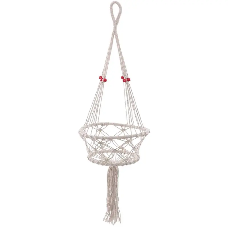 Portavaso pensile beige in cotone Ø23H80