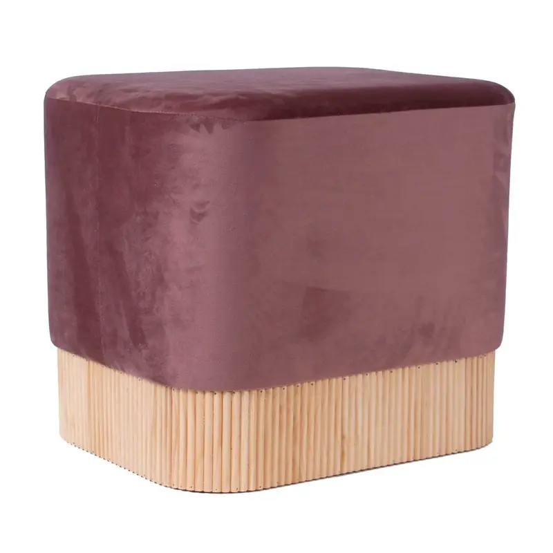 Pouf in velluto rosa 52X42H45