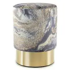 Pouf Jasmine - Pouf Jasmine in velluto effetto marble con base oro